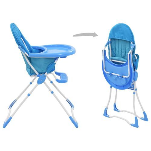 Chaise haute pour bébé Bleu et blanc - Photo n°3; ?>