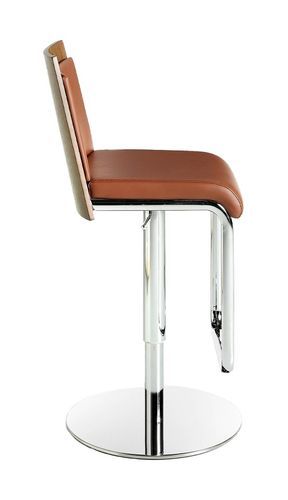 Chaise haute réglable similicuir marron et acier Zoé - Lot de 2 - Photo n°3; ?>