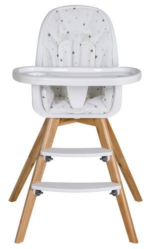 Chaise haute tissu blanc et pieds hêtre massif clair Holly - Photo n°2; ?>