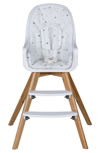 Chaise haute tissu blanc et pieds hêtre massif clair Holly - Photo n°3; ?>