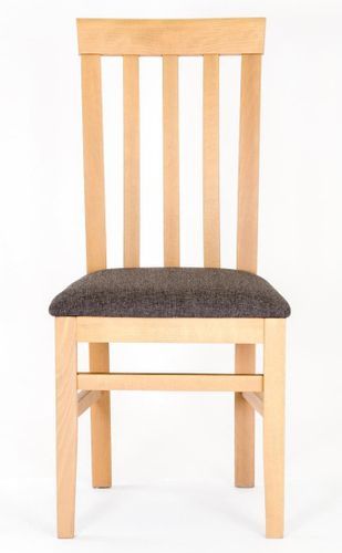 Chaise hêtre massif clair et assise tissu gris Hoppe - Lot de 2 - Photo n°2; ?>