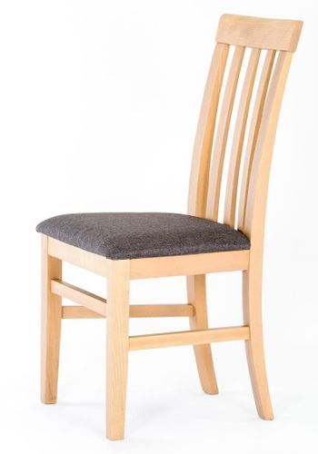 Chaise hêtre massif clair et assise tissu gris Hoppe - Lot de 2 - Photo n°3; ?>