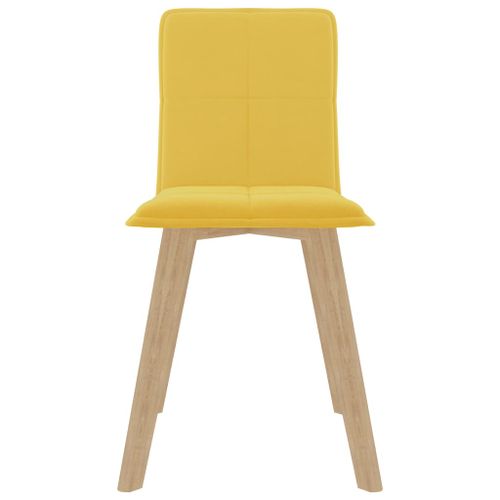 Chaise hêtre massif et tissu matelassé jaune Norky - Lot de 2 - Photo n°3; ?>