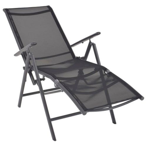 Chaise inclinable de terrasse Aluminium et textilène Noir - Photo n°2; ?>