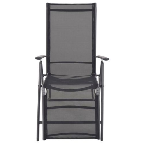 Chaise inclinable de terrasse Aluminium et textilène Noir - Photo n°3; ?>
