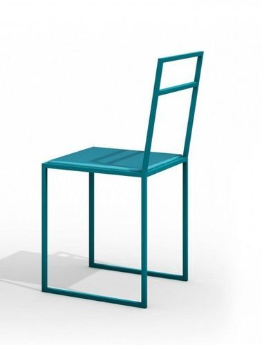 Chaise industriel en métal et tissu bleu Zari - Photo n°2; ?>