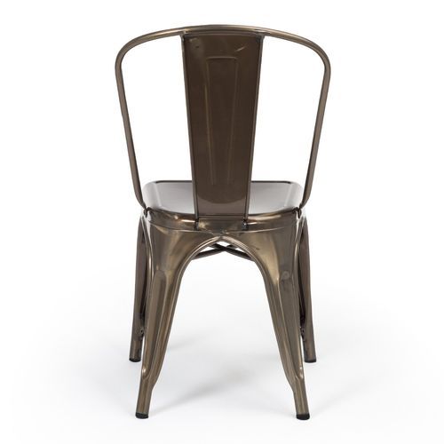 Chaise industrielle acier brossé brillant bronze luxe - Photo n°2; ?>