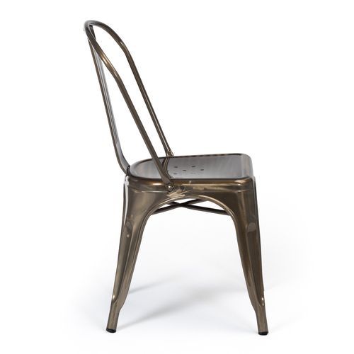 Chaise industrielle acier brossé brillant bronze luxe - Photo n°3; ?>