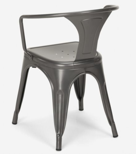 Chaise industrielle avec accoudoirs acier brillant gris foncé Kuista - Photo n°3; ?>