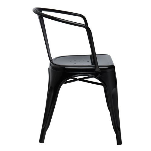 Chaise industrielle avec accoudoirs acier brillant noir Kuista - Photo n°3; ?>