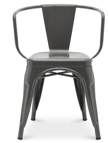 Chaise industrielle avec accoudoirs acier brillant Poka - Haut de gamme - Photo n°2; ?>