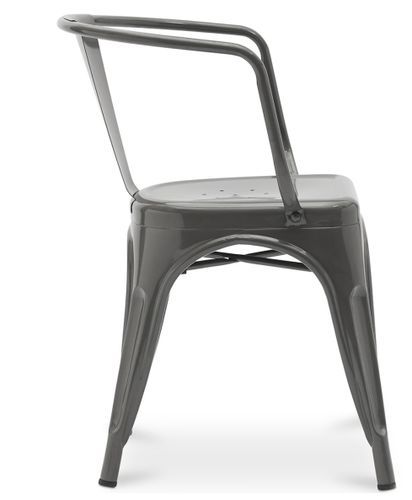 Chaise industrielle avec accoudoirs acier brillant Poka - Haut de gamme - Photo n°3; ?>