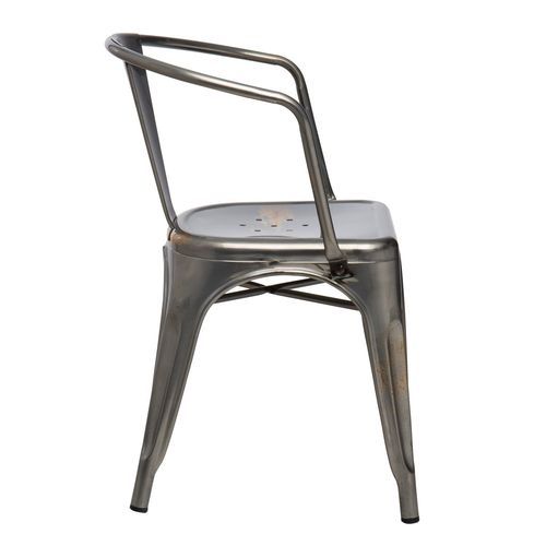 Chaise industrielle avec accoudoirs acier brossé brillant luxe - Photo n°2; ?>