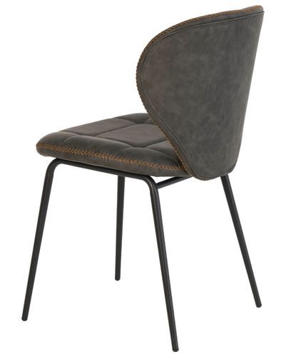 Chaise industrielle similicuir gris vieilli et pieds métal noir Dika - Photo n°2; ?>