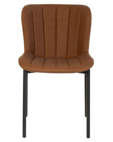 Chaise industrielle similicuir marron et pieds métal noir Mika - Photo n°3; ?>
