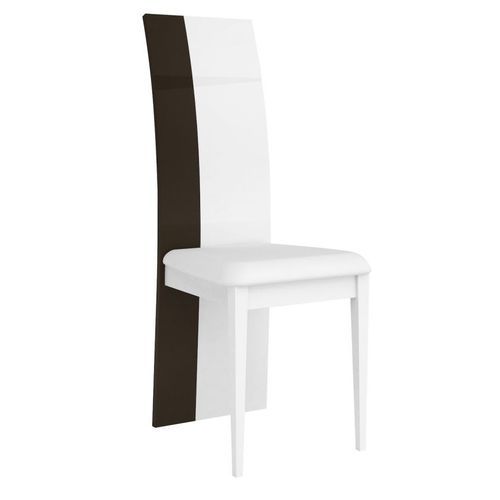 Chaise similicuir et bois laquée blanc et anthracite Koyd - Lot de 2 - Photo n°2; ?>
