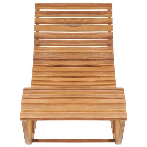 Chaise longue à bascule avec coussin Bois de teck solide - Photo n°3; ?>