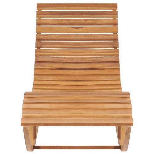 Chaise longue à bascule avec coussin Bois de teck solide 2 - Photo n°3; ?>