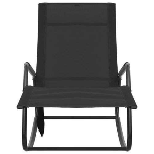 Chaise longue Acier et textilène Noir - Photo n°3; ?>