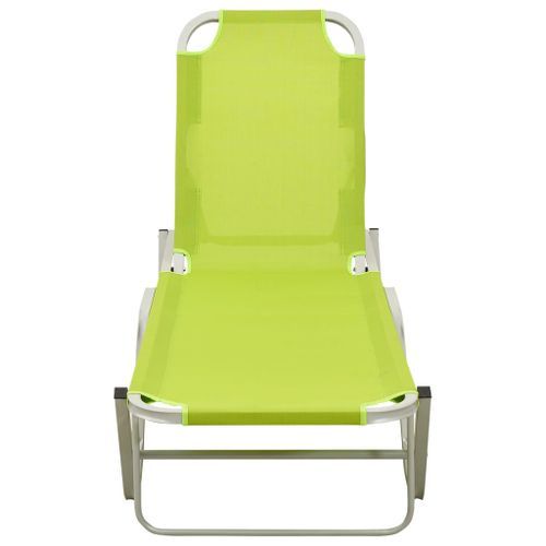 Chaise longue Aluminium et textilène Vert - Photo n°2; ?>