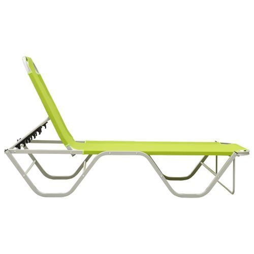 Chaise longue Aluminium et textilène Vert - Photo n°3; ?>
