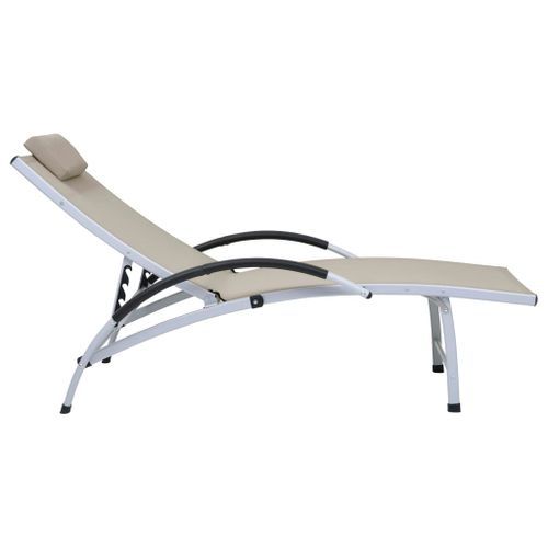 Chaise longue Aluminium textilène Crème - Photo n°2; ?>
