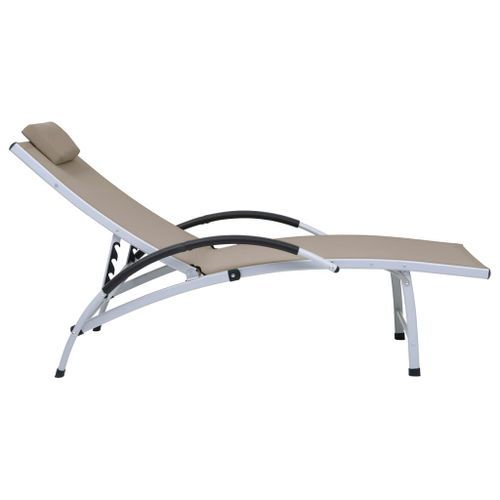 Chaise longue Aluminium textilène Taupe - Photo n°2; ?>