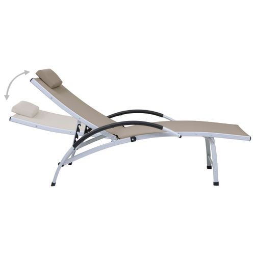 Chaise longue Aluminium textilène Taupe - Photo n°3; ?>