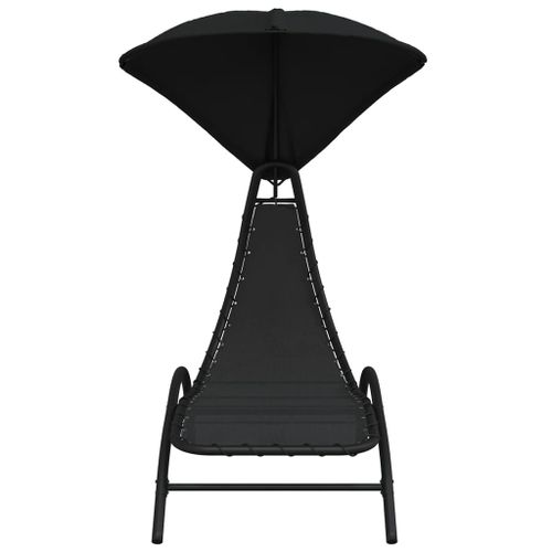 Chaise longue avec auvent noir 167x80x195 cm tissu et acier - Photo n°3; ?>