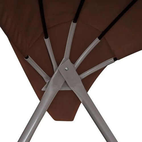 Chaise longue avec auvent polyester marron et métal gris Blop - Photo n°3; ?>