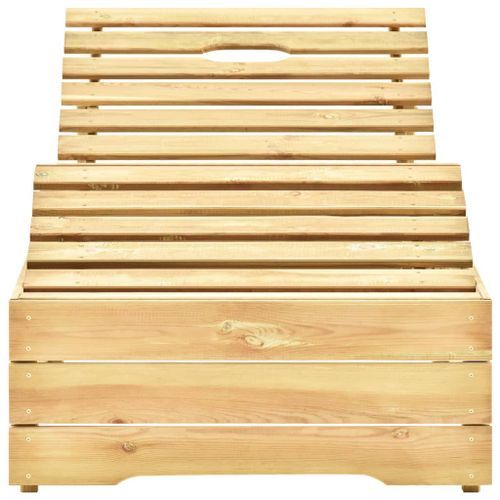 Chaise longue avec coussin carreaux rouge Bois de pin imprégné 3 - Photo n°3; ?>