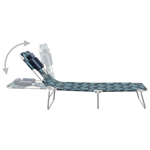 Chaise longue avec coussin de tête Acier Motif de feuilles - Photo n°3; ?>
