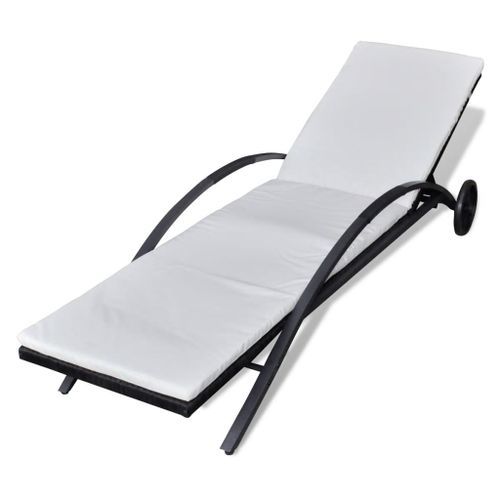 Chaise Longue Avec Coussin Et Roues Résine Tressée Noir 2 12 Chaise longue avec coussin et roues Résine tressée Noir 2 - Photo n°2; ?>
