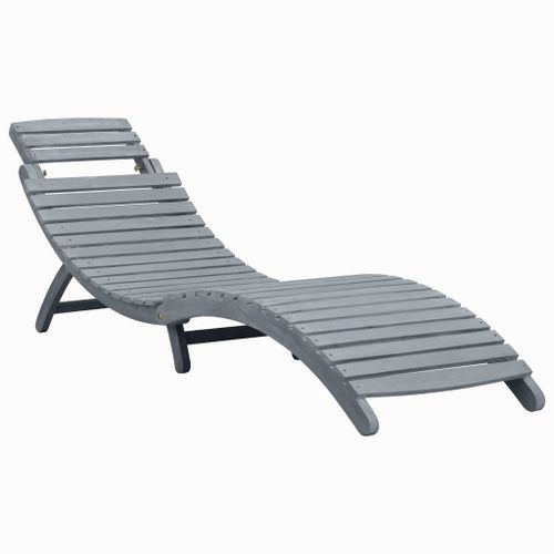 Chaise Longue Avec Coussin Gris Bois D'acacia Solide 2 24 Chaise longue avec coussin Gris Bois d'acacia solide 2 - Photo n°2; ?>