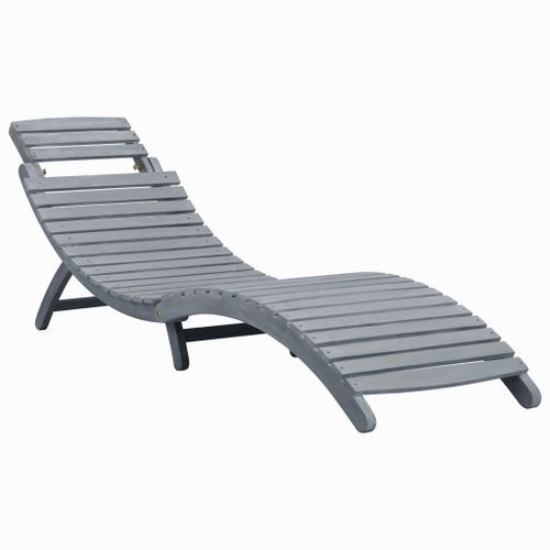 Chaise longue avec coussin Gris Bois d'acacia solide 3 - Photo n°2; ?>