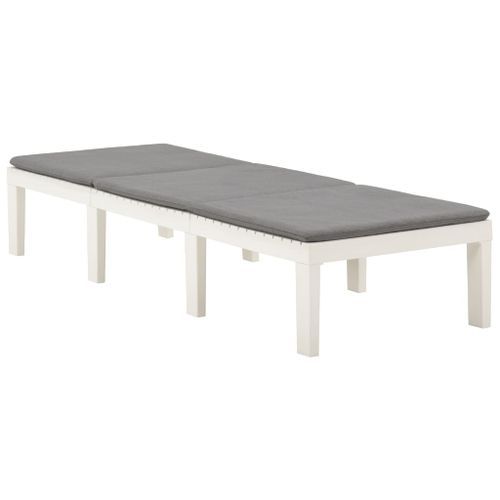 Chaise longue avec coussin Plastique Blanc - Photo n°2; ?>