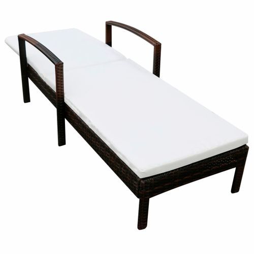 Chaise Longue Avec Coussin Résine Tressée Marron 17 Chaise longue avec coussin Résine tressée Marron - Photo n°3; ?>