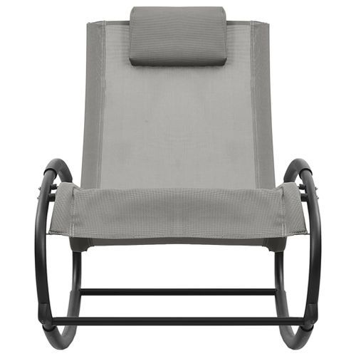 Chaise longue avec oreiller Acier et textilène Gris - Photo n°2; ?>