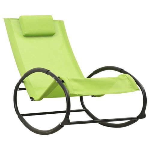 Chaise Longue Avec Oreiller Acier Et Textilène Vert 14 Chaise longue avec oreiller Acier et textilène Vert - Photo n°2; ?>