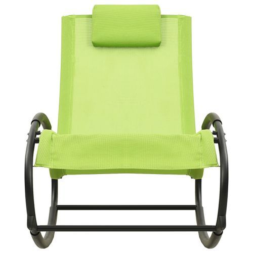Chaise longue avec oreiller Acier et textilène Vert - Photo n°3; ?>