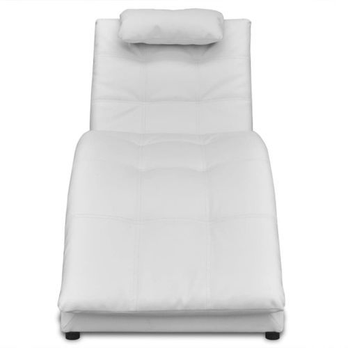 Chaise longue avec oreiller Blanc Similicuir - Photo n°3; ?>