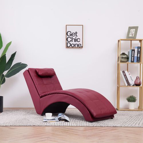 Chaise longue avec oreiller Rouge bordeaux Similicuir - Photo n°2; ?>