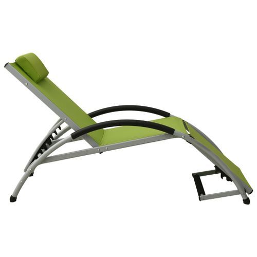 Chaise longue avec oreiller Textilène Vert - Photo n°3; ?>