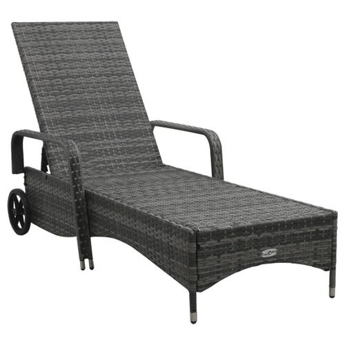 Chaise longue avec roues Résine tressée Anthracite - Photo n°2; ?>