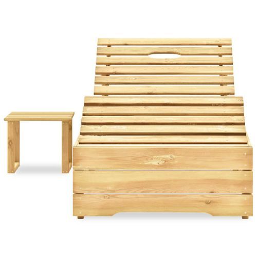 Chaise longue avec table Bois de pin imprégné de vert 2 - Photo n°2; ?>