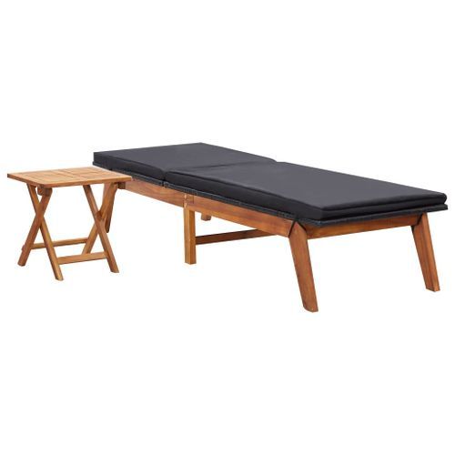 Chaise longue avec table Résine tressée et bois d'acacia massif - Photo n°2; ?>