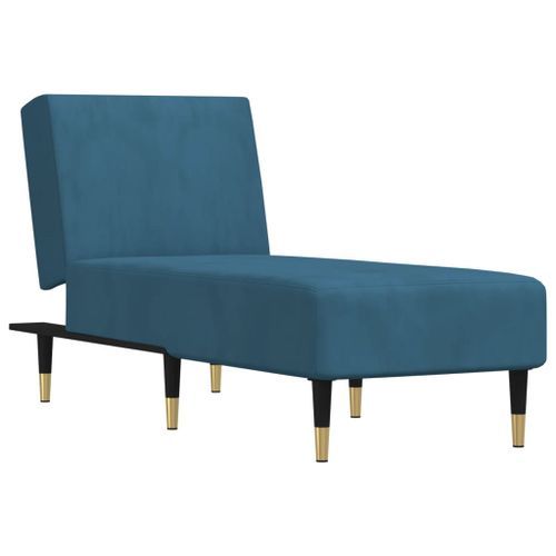 Chaise longue bleu velours - Photo n°2; ?>