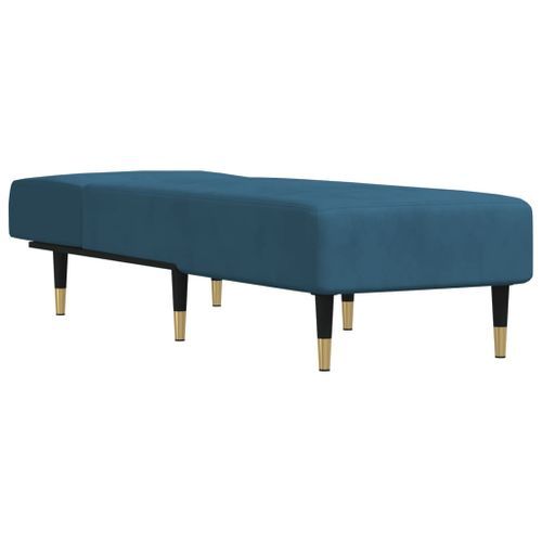 Chaise longue bleu velours - Photo n°3; ?>