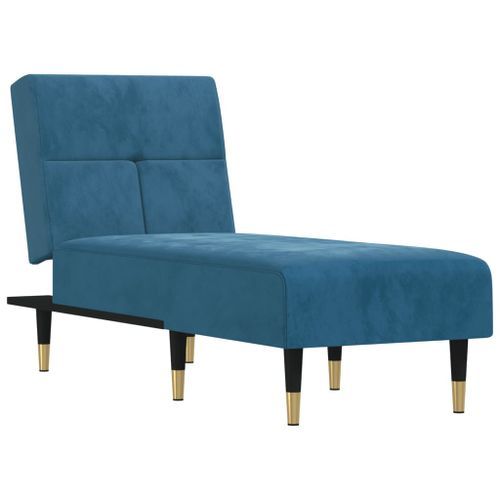 Chaise longue bleu velours - Photo n°2; ?>