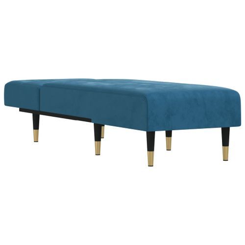 Chaise longue bleu velours - Photo n°3; ?>